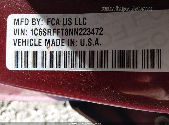 1C6SRFFT8NN223472 2022 RAM 1500 Красный Вид подкапотного пространства