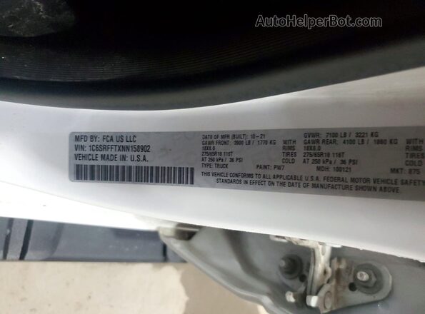 1C6SRFFTXNN158902 2022 RAM 1500 White Engine compartment view