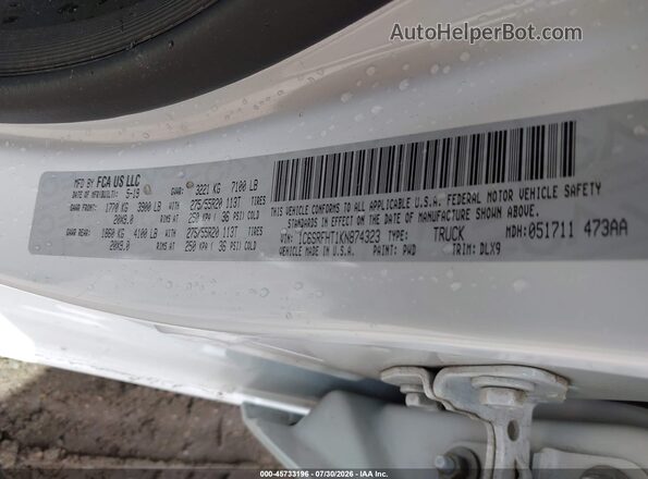 1C6SRFHT1KN874323 2019 RAM 1500 White Շարժիչի բաժամունքի տեսք