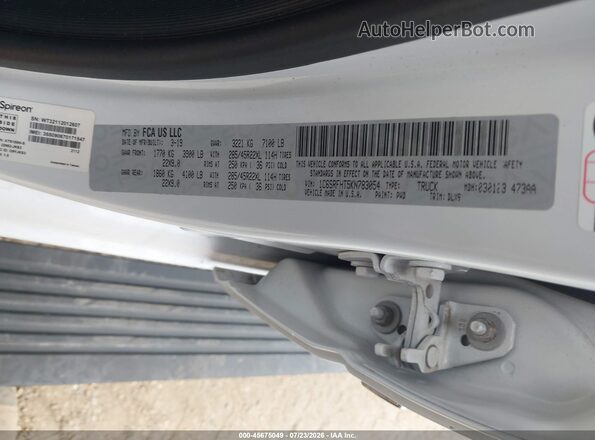 1C6SRFHT5KN783054 2019 RAM 1500 White Շարժիչի բաժամունքի տեսք