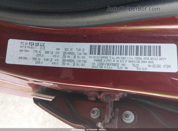 1C6SRFHT8KN788832 2019 RAM 1500 Brown Engine compartment view