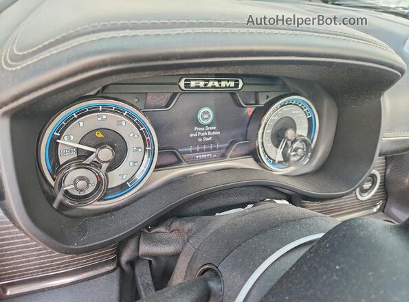 1C6SRFHTXKN673729 2019 RAM 1500 White Instrument cluster view