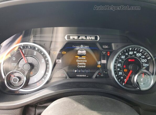 1C6SRFJM9LN227477 2020 RAM 1500 White Instrument cluster view