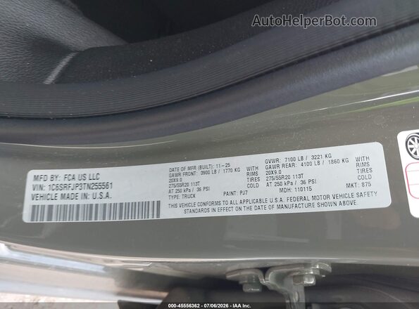 1C6SRFJP3TN255561 2026 RAM 1500 Green Engine compartment view