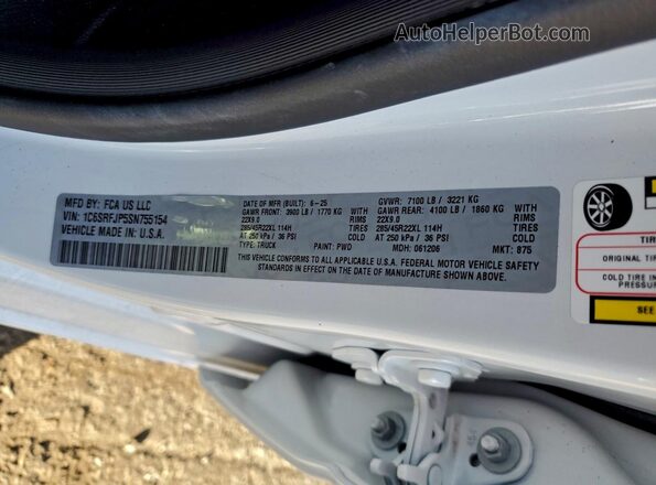 1C6SRFJP5SN755154 2025 RAM 1500 White Вид підкапотного простору
