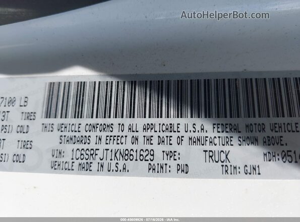1C6SRFJT1KN861629 2019 RAM 1500 White Շարժիչի բաժամունքի տեսք