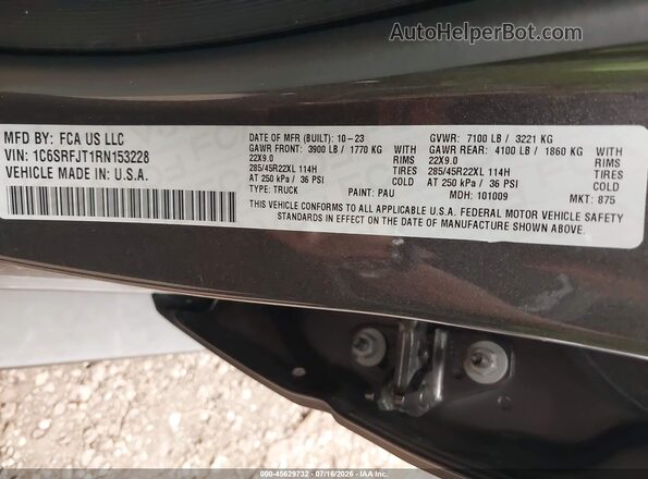 1C6SRFJT1RN153228 2024 RAM 1500 Gray Շարժիչի բաժամունքի տեսք