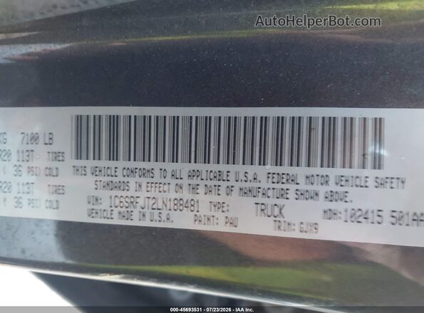 1C6SRFJT2LN188481 2020 RAM 1500 Gray Вид підкапотного простору