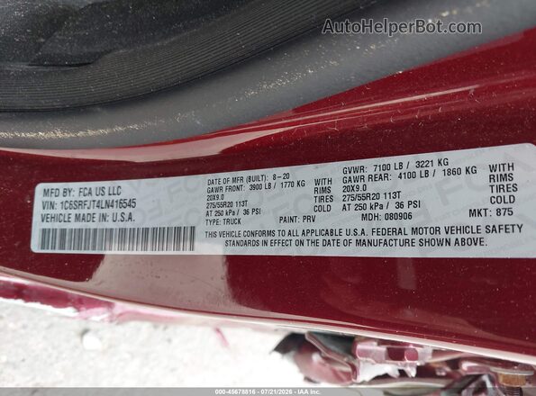 1C6SRFJT4LN416545 2020 RAM 1500 Red Widok komory silnika