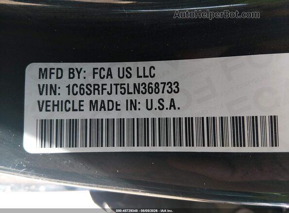 1C6SRFJT5LN368733 2020 RAM 1500 Black Widok komory silnika