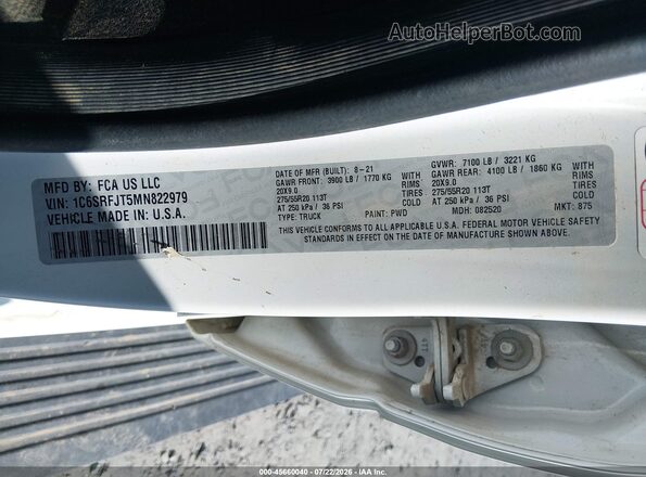 1C6SRFJT5MN822979 2021 RAM 1500 White Շարժիչի բաժամունքի տեսք