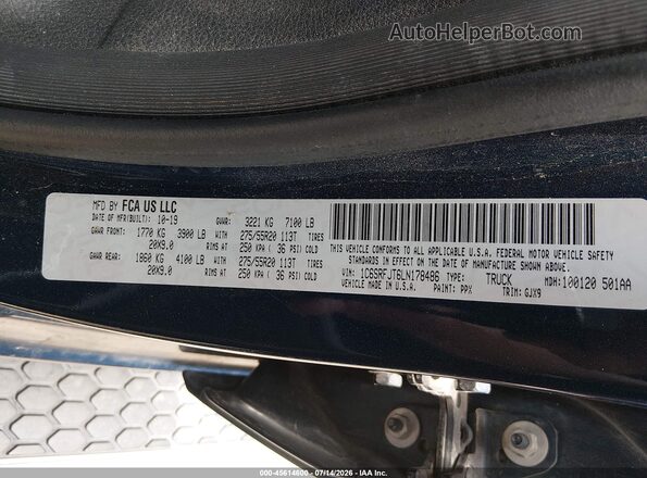 1C6SRFJT6LN178486 2020 RAM 1500 Blue Engine compartment view