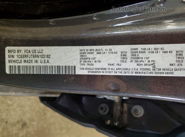 1C6SRFJT6RN103182 2024 RAM 1500 Gray Engine compartment view