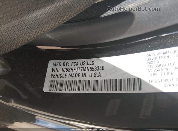 1C6SRFJT7MN653340 2021 RAM 1500 Black Engine compartment view