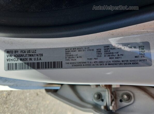 1C6SRFJT7MN774739 2021 RAM 1500 White Շարժիչի բաժամունքի տեսք