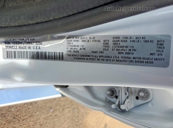 1C6SRFJT8MN719250 2021 RAM 1500 White Engine compartment view