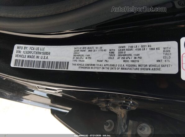 1C6SRFJTXRN150859 2024 RAM 1500 Черный Вид подкапотного пространства