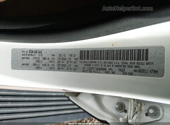1C6SRFKT5KN898908 2019 RAM 1500 White Vista del compartimento del motor