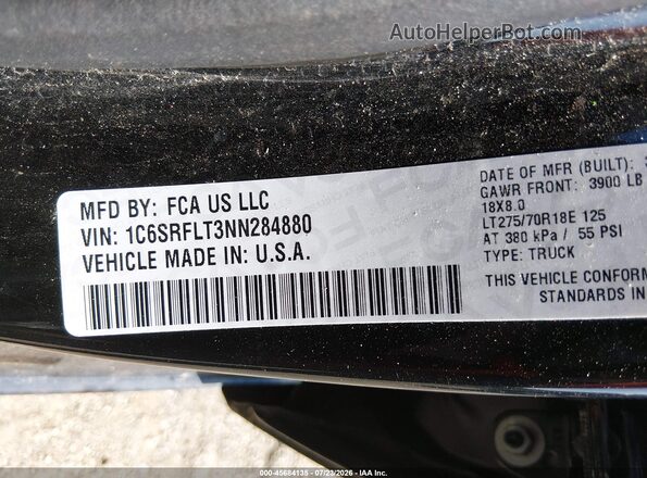 1C6SRFLT3NN284880 2022 RAM 1500 Black ძრავის განყოფილების ხედი