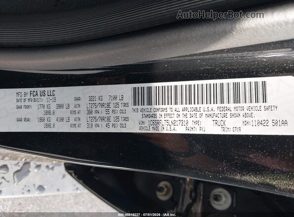 1C6SRFLT5LN217310 2020 RAM 1500 Black Vista del compartimento del motor