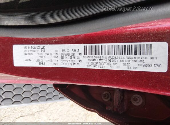 1C6SRFMT8KN897880 2019 RAM 1500 Red Вид підкапотного простору