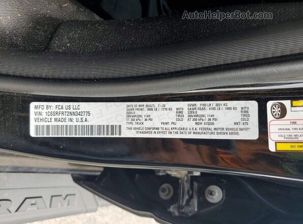 1C6SRFRT2NN342775 2022 RAM 1500 Black Engine compartment view