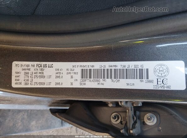 1C6SRFTT0LN259903 2020 RAM 1500 Gray ძრავის განყოფილების ხედი