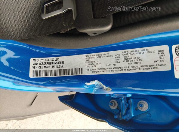 1C6SRFU99PN500589 2023 RAM 1500 Blue Շարժիչի բաժամունքի տեսք