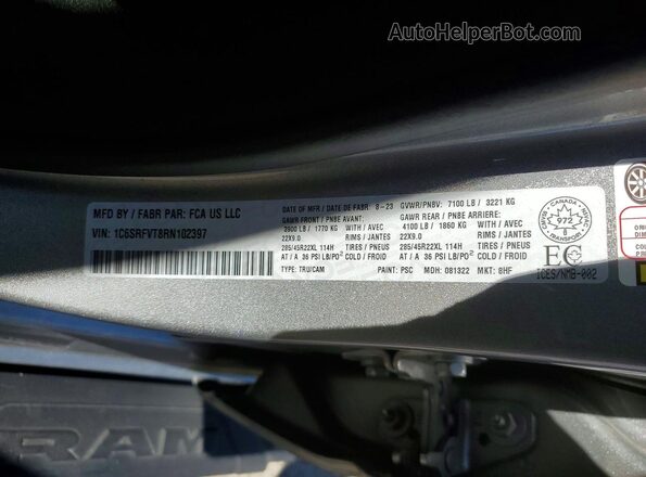 1C6SRFVT8RN102397 2024 RAM 1500 Silver Vista del compartimento del motor