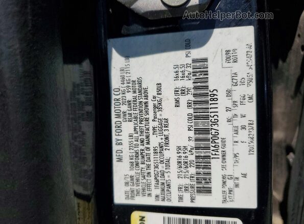 1FA6P0G73G5111895 2016 FORD FUSION Черный Вид подкапотного пространства