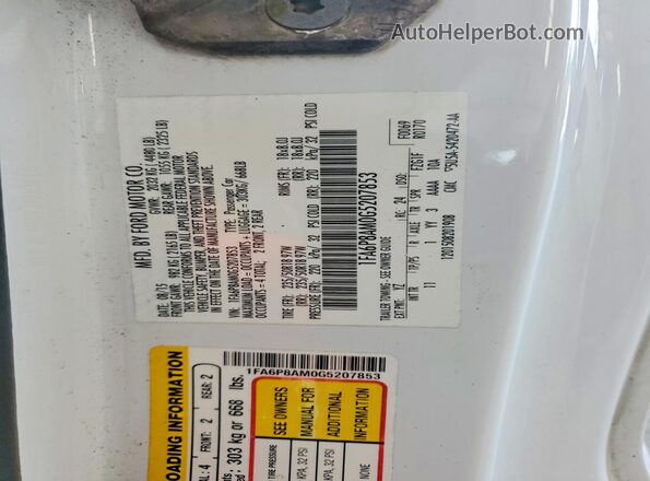1FA6P8AM0G5207853 2016 FORD MUSTANG White Engine compartment view
