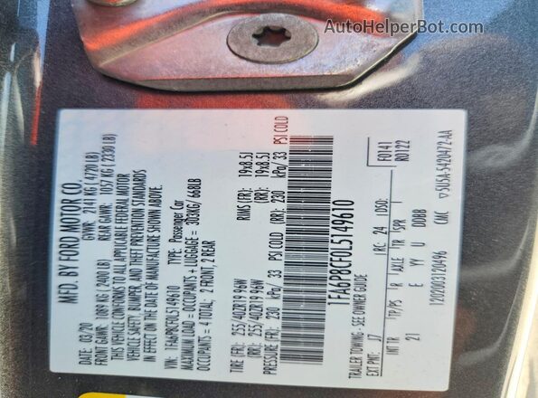 1FA6P8CF0L5149610 2020 FORD MUSTANG Gray Engine compartment view