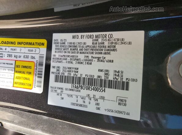 1FA6P8CF0R5400554 2024 FORD MUSTANG Gray Vista del compartimento del motor
