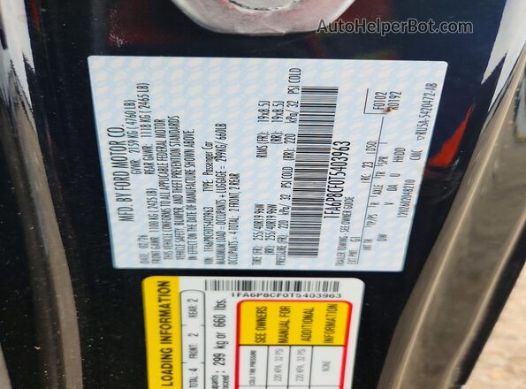 1FA6P8CF0T5403963 2026 FORD MUSTANG Black Widok naklejki z numerem VIN