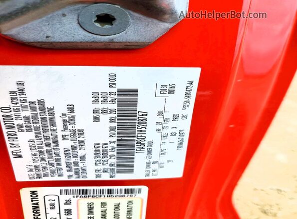 1FA6P8CF1H5208767 2017 FORD MUSTANG Красный Вид подкапотного пространства