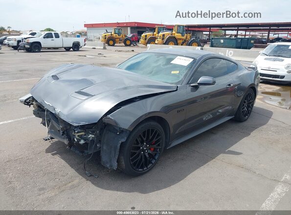 1FA6P8CF1K5188236 2019 FORD MUSTANG Gray Vista tres cuartos delantera izquierda