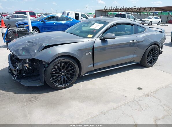1FA6P8CF2M5110633 2021 FORD MUSTANG Gray Vista tres cuartos delantera izquierda