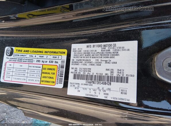 1FA6P8CF2R5408428 2024 FORD MUSTANG Black ძრავის განყოფილების ხედი
