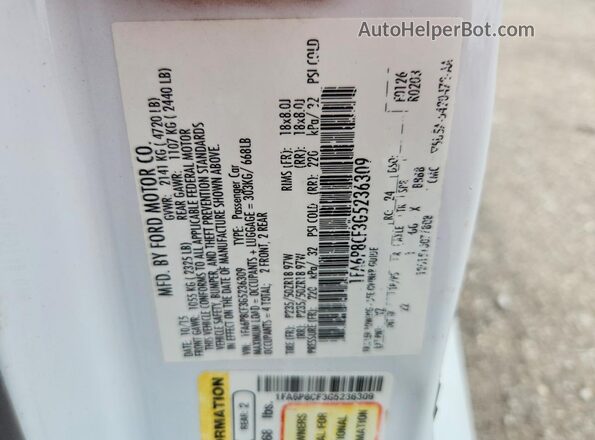 1FA6P8CF3G5236309 2016 FORD MUSTANG White Vista del compartimento del motor