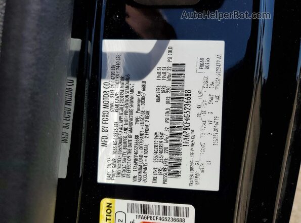 1FA6P8CF4G5236688 2016 FORD MUSTANG Black Vista del compartimento del motor