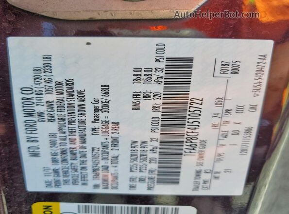 1FA6P8CF4J5105722 2018 FORD MUSTANG Burgundy Engine compartment view