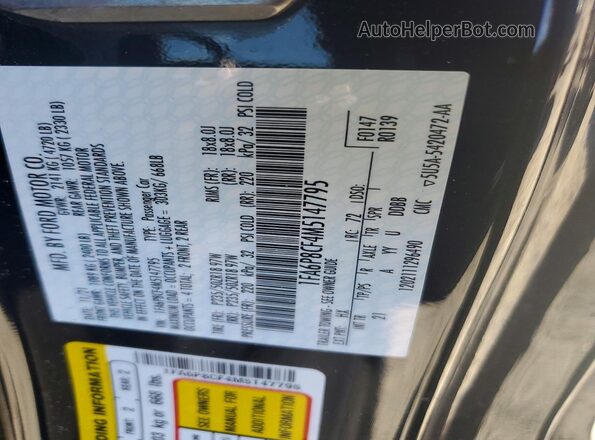 1FA6P8CF4M5147795 2021 FORD MUSTANG Black VIN sticker view