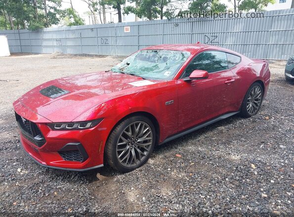 1FA6P8CF4R5407281 2024 FORD MUSTANG Красный Передняя левая четверть