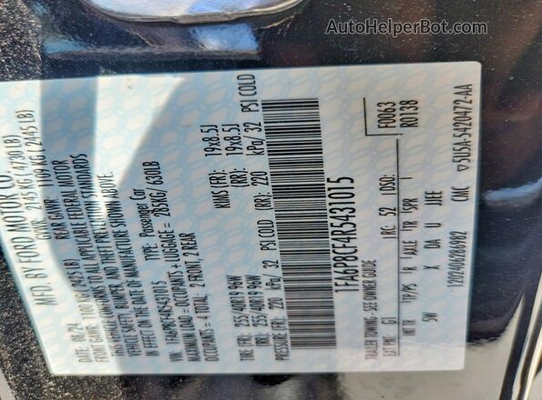 1FA6P8CF4R5431015 2024 FORD MUSTANG Black Vista de la etiqueta del VIN