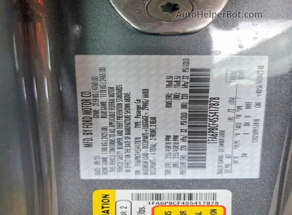 1FA6P8CF4S5417878 2025 FORD MUSTANG Gray Շարժիչի բաժամունքի տեսք