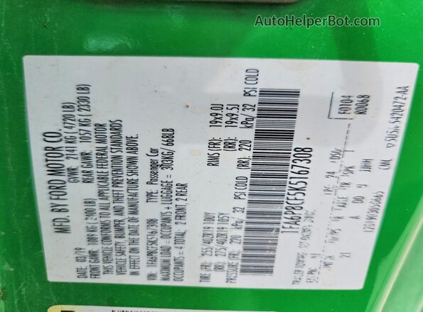 1FA6P8CF5K5167308 2019 FORD MUSTANG Green Engine compartment view