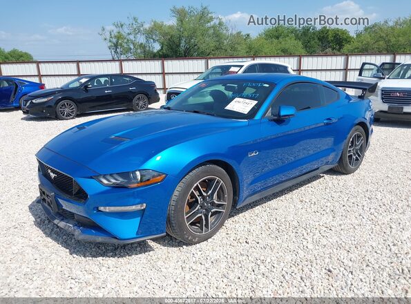 1FA6P8CF6K5202082 2019 FORD MUSTANG Blue Передня ліва чверть