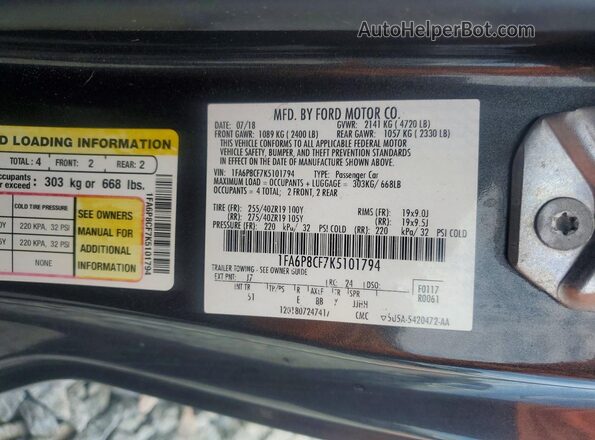 1FA6P8CF7K5101794 2019 FORD MUSTANG Gray Engine compartment view