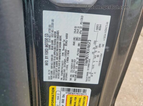 1FA6P8CF7K5146573 2019 FORD MUSTANG Black VIN կոդի պիտակի տեսք