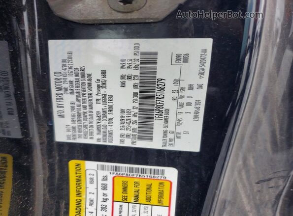 1FA6P8CF7K5168279 2019 FORD MUSTANG Black ძრავის განყოფილების ხედი